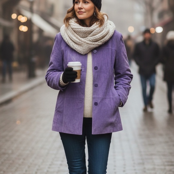 NEW BERNARDO Purple Genuine Suede Leather jacket